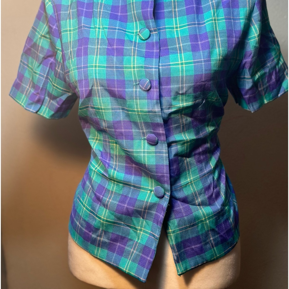 Vintage 1970's Plaid Punk Math Nerd two tone women size 10p - Picture 7 of 10